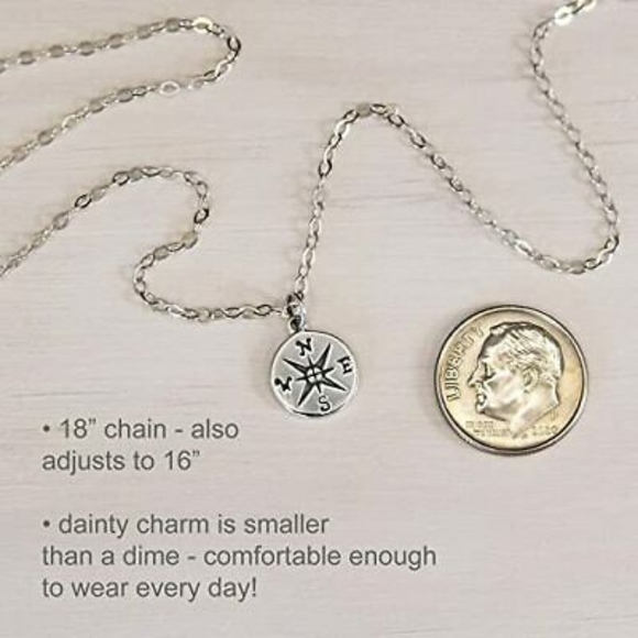 Sterling Silver Compass Safe Travel Necklace - Picture 4 of 4
